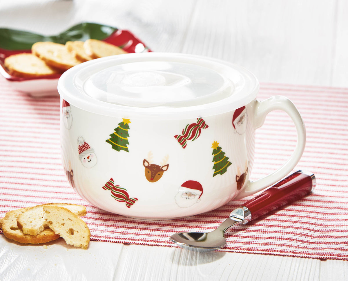 Christmas Holiday Cheer Soup Mug With Lid