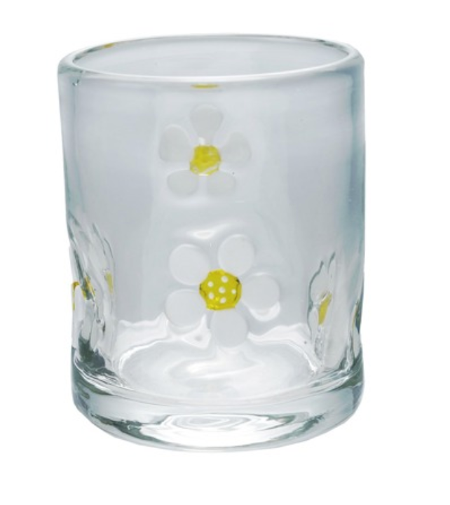 Embedded Daisy Drinking Glass