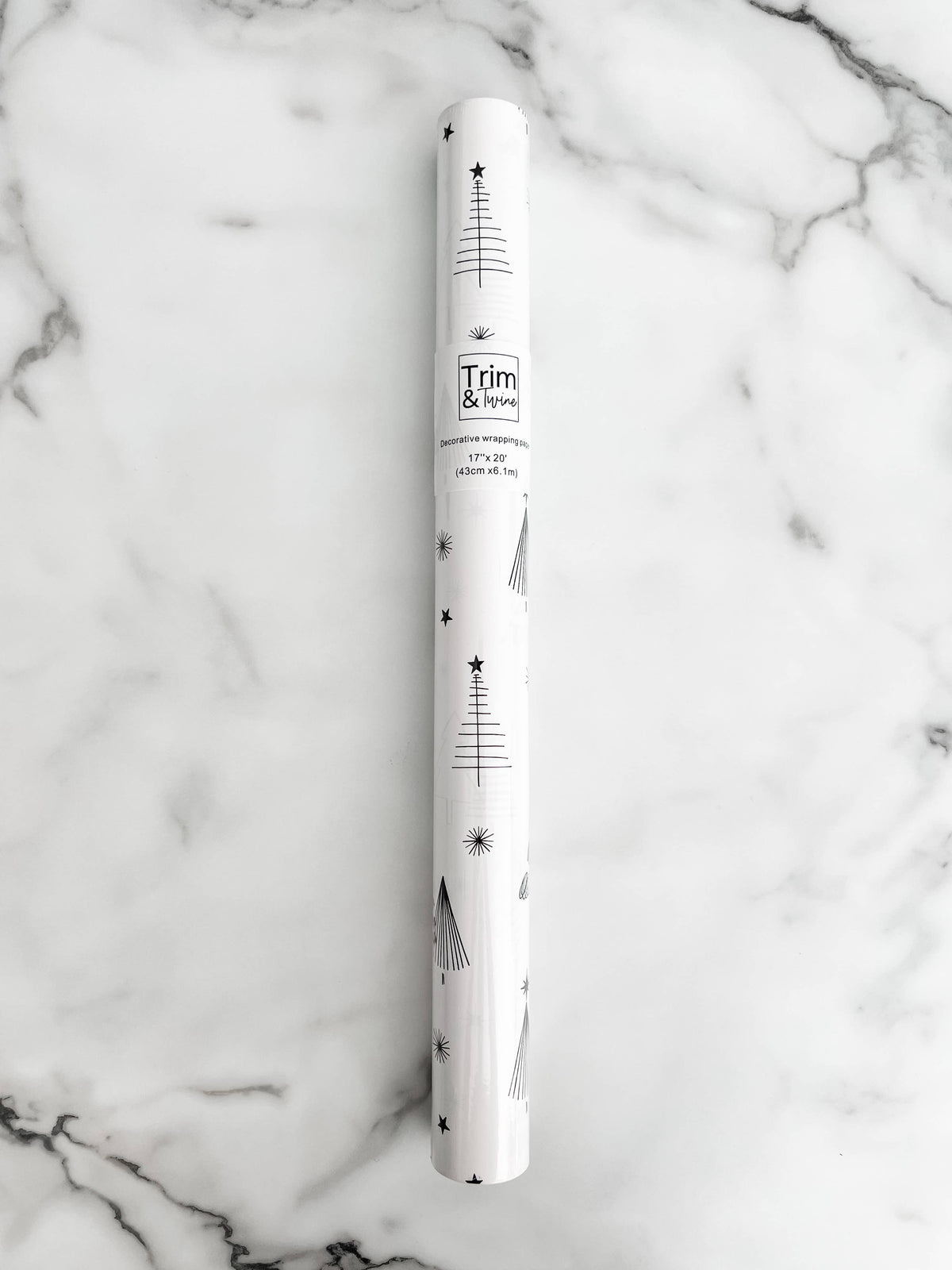 Black & White Tree Christmas Wrapping Paper Roll