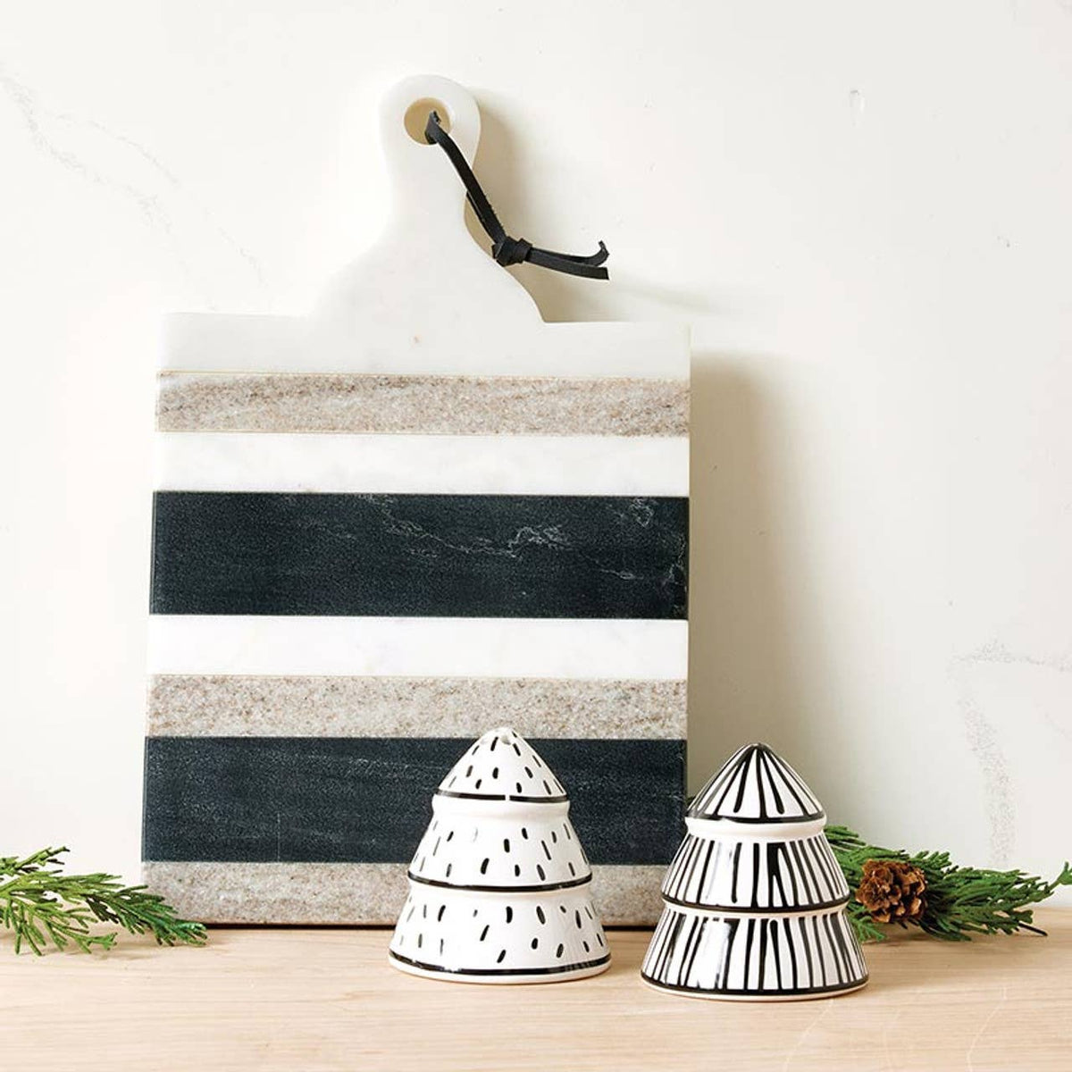 Ceramic Salt + Pepper Tree Shakers