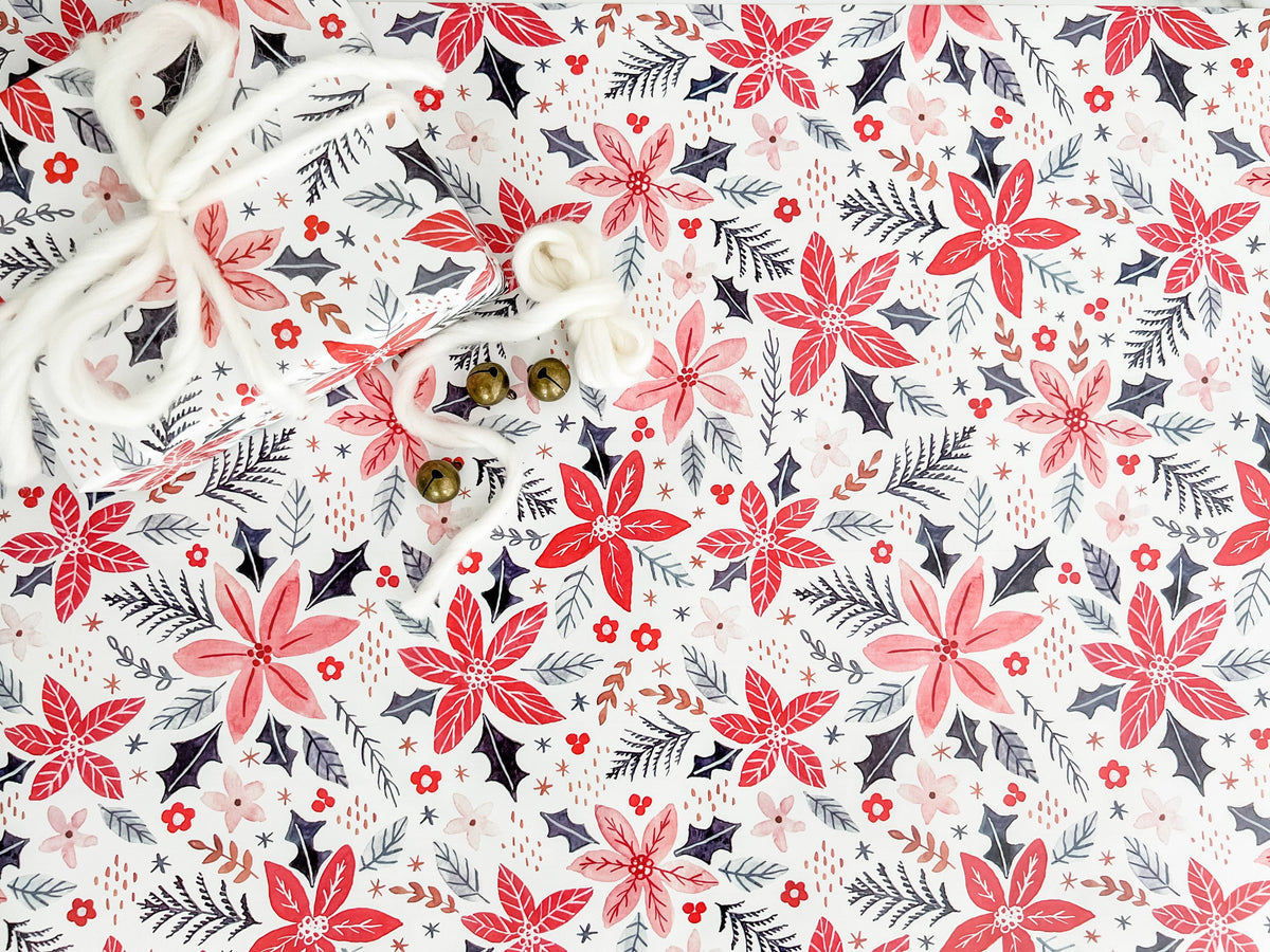 Floral Christmas Wrapping Paper Roll