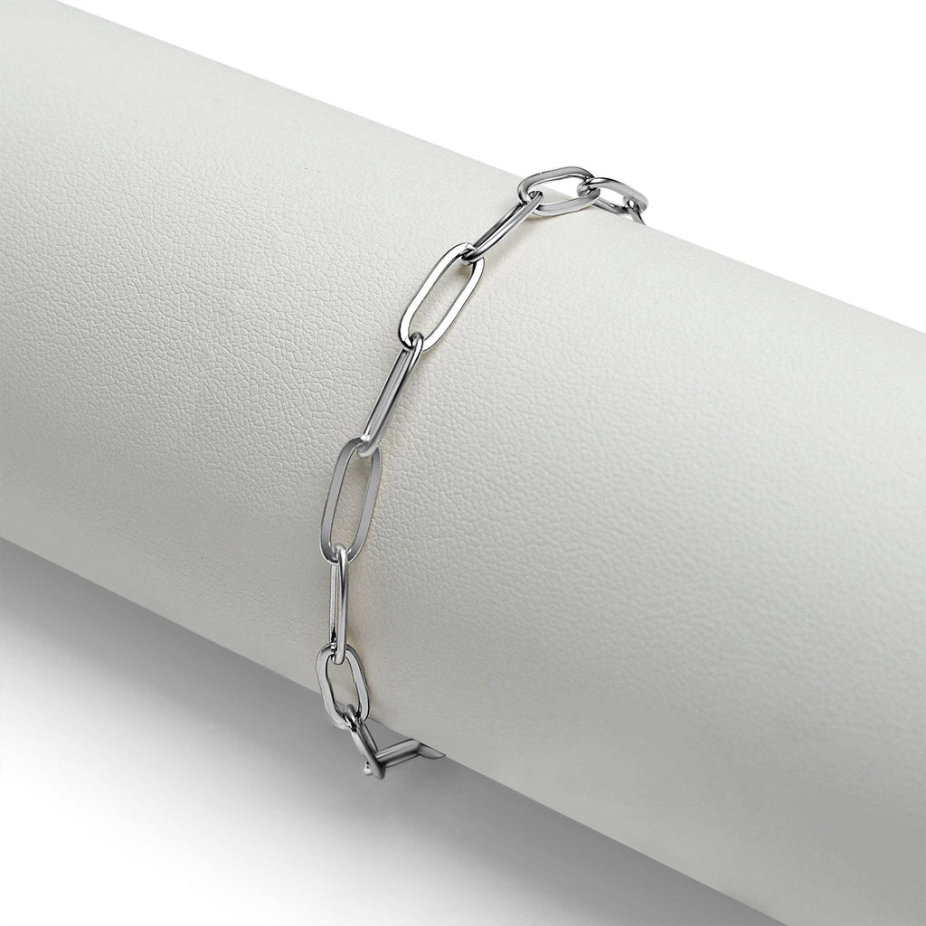 Stainless Steel Paperclip with Charm Keeper Chain Bracelet
