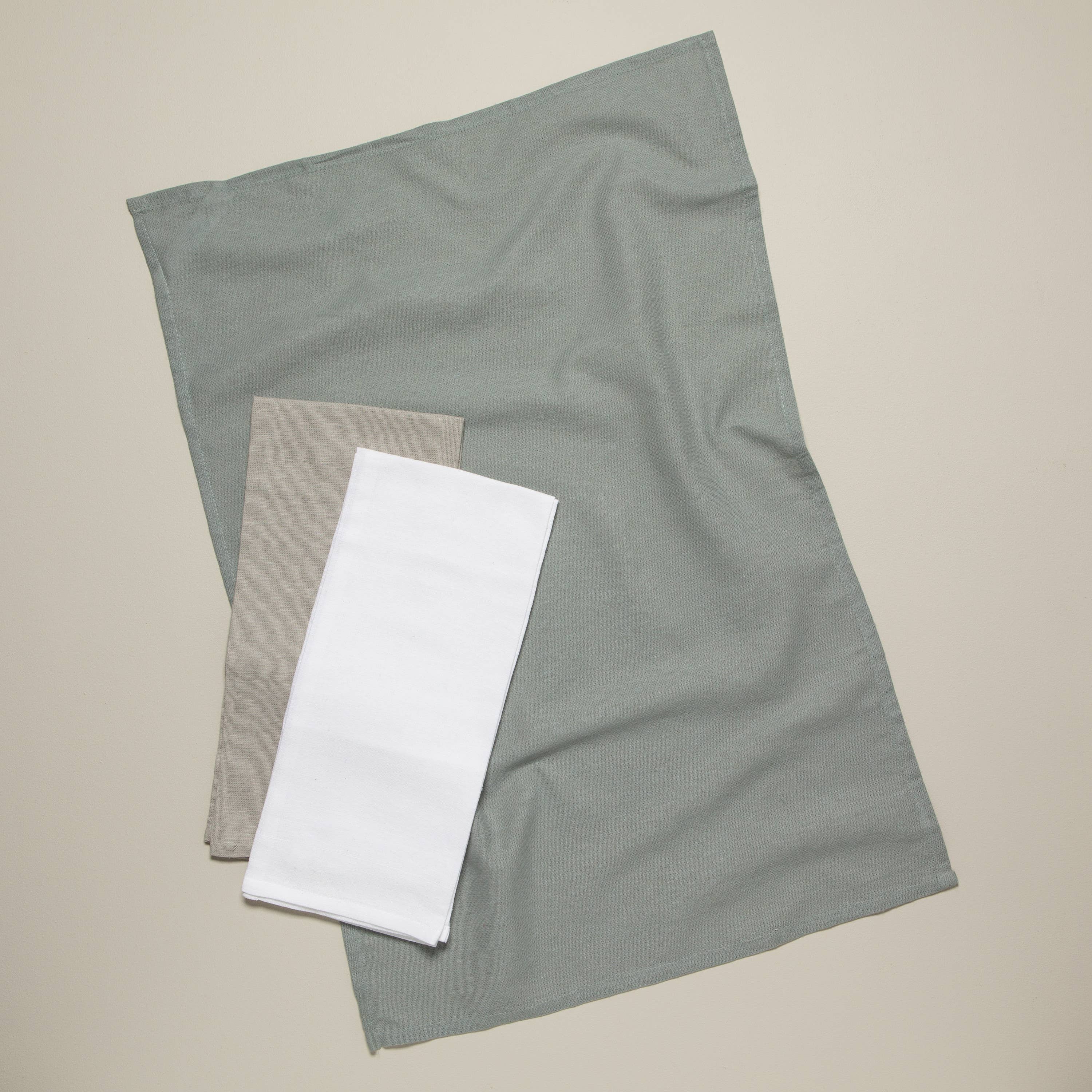 Gray White Moonstruck Floursack Dishtowels Set of 3