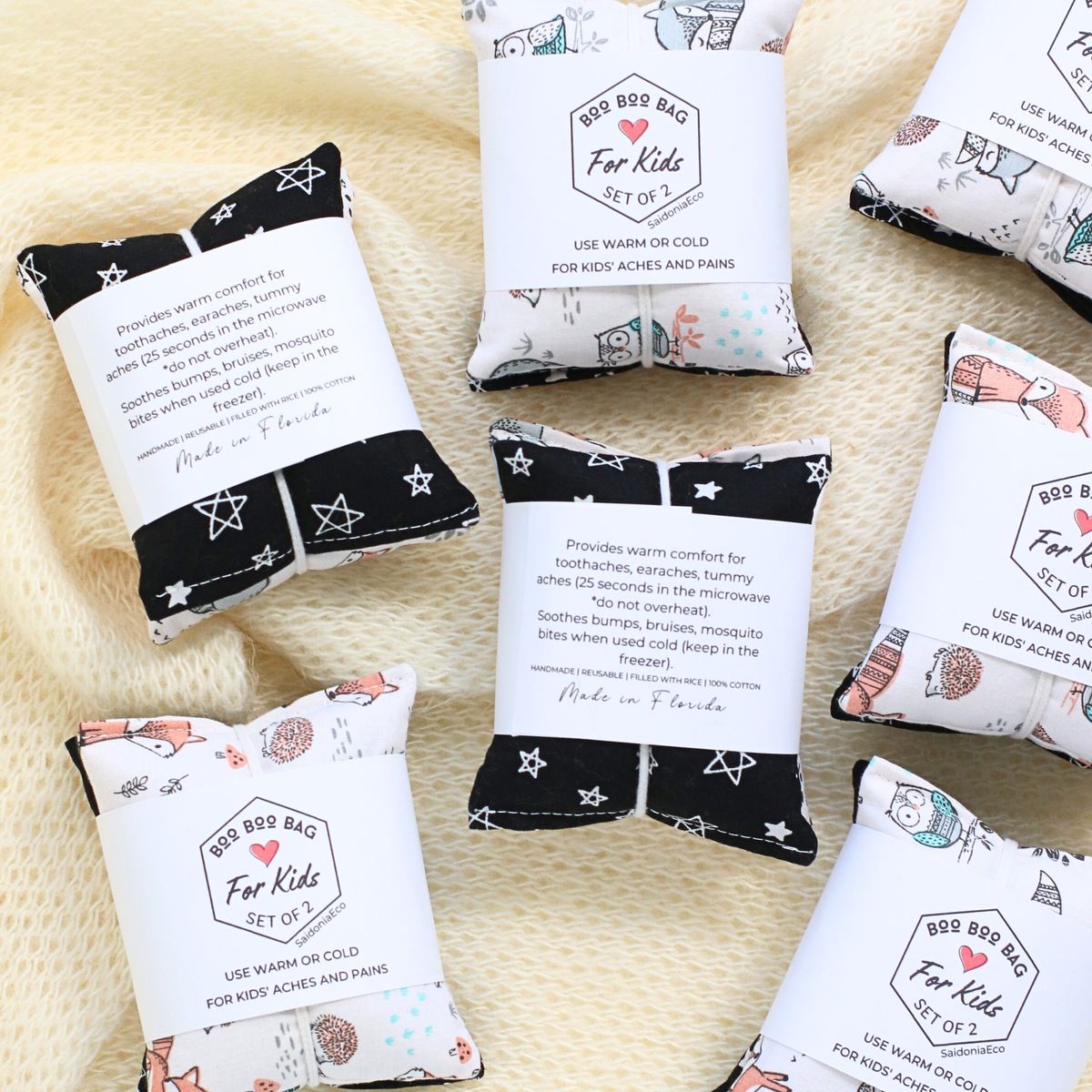 Boo Boo Bag For Kids ⋆ Hot Cold Rice Packs 2pc. Bundle