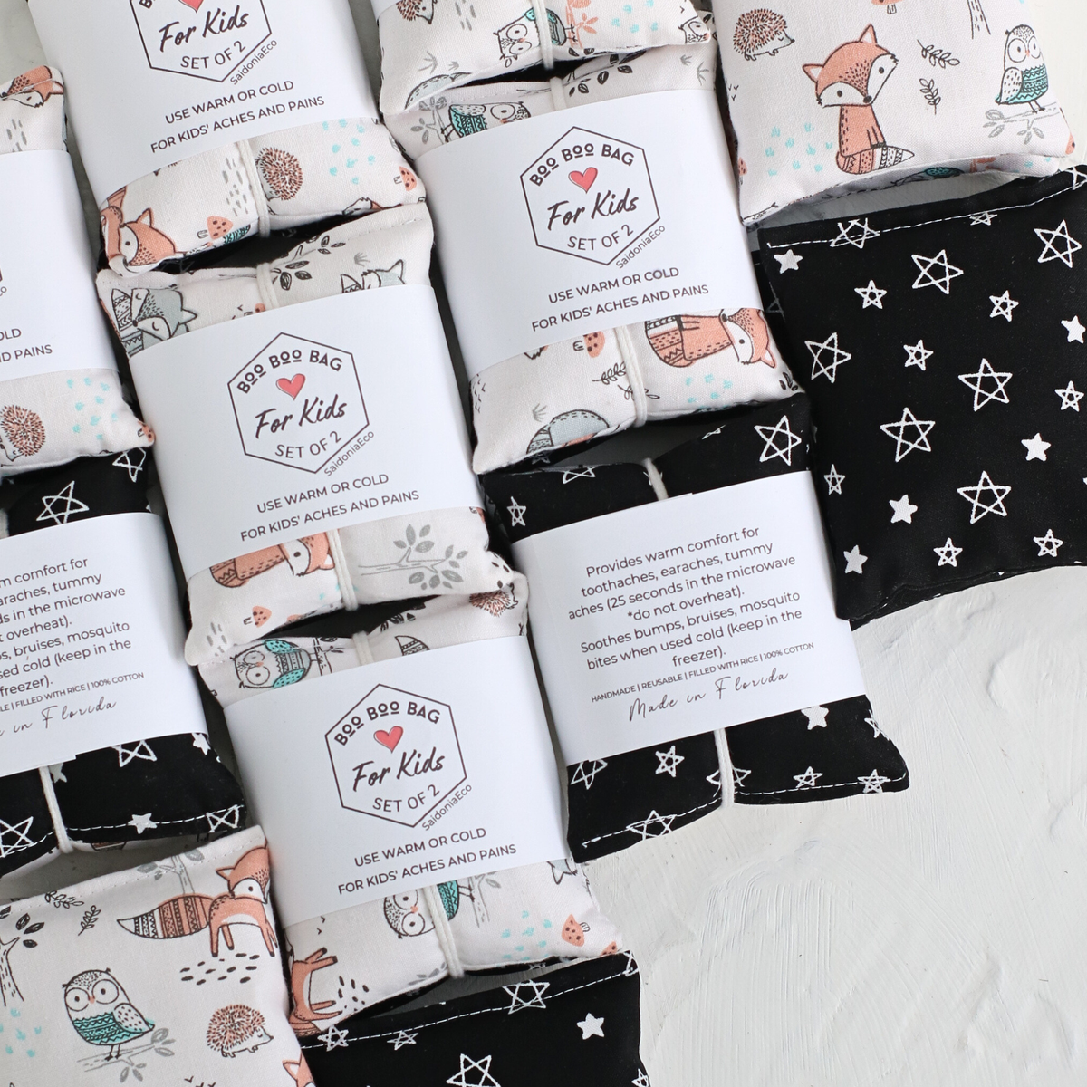 Boo Boo Bag For Kids ⋆ Hot Cold Rice Packs 2pc. Bundle