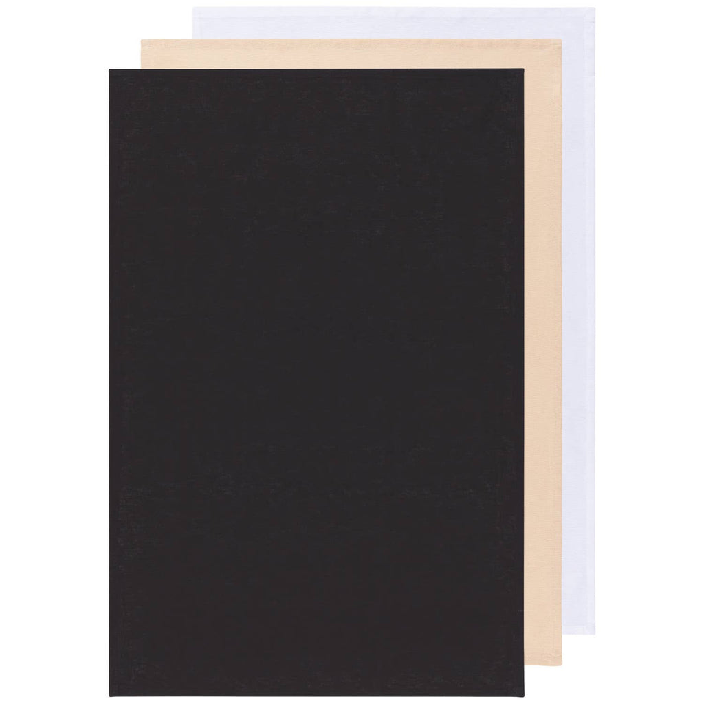 Black Oyster White Floursack Dishtowels Set of 3