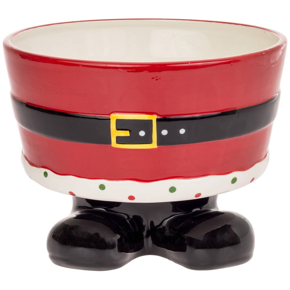 Santa Belt Ceramic Footed Bow