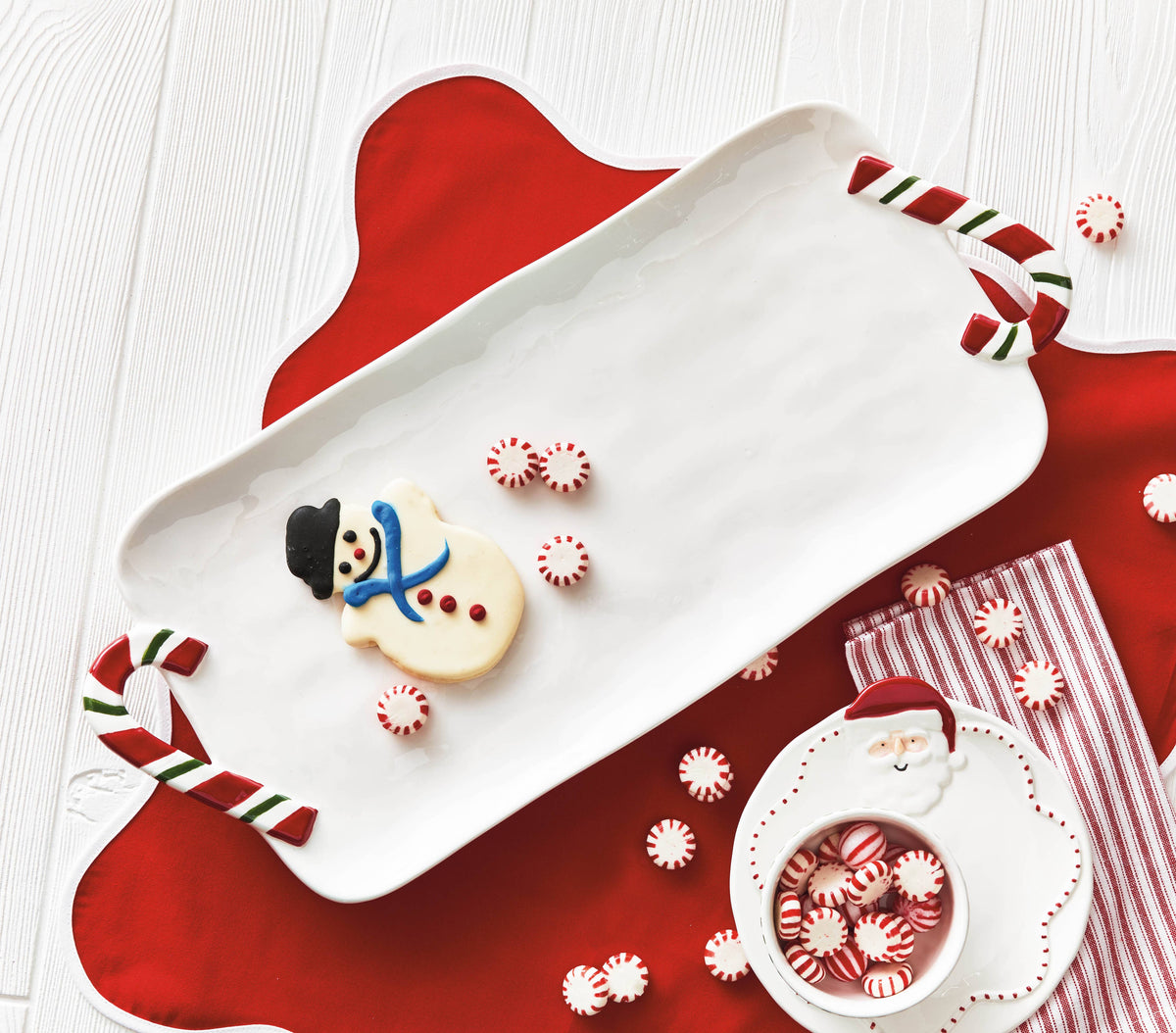 Christmas Candy Cane Rectangular Platter