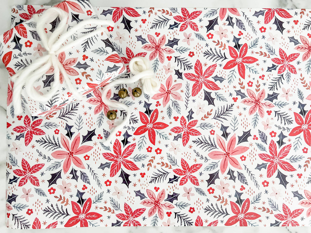 Floral Christmas Wrapping Paper Roll