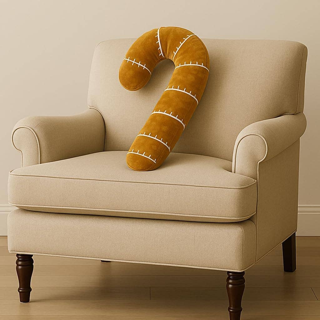 Gold Velvet Candy Cane Filled Throw Pillow