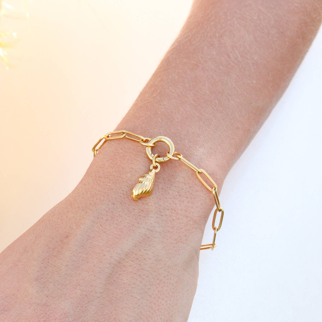 Stainless Steel Paperclip with Charm Keeper Chain Bracelet