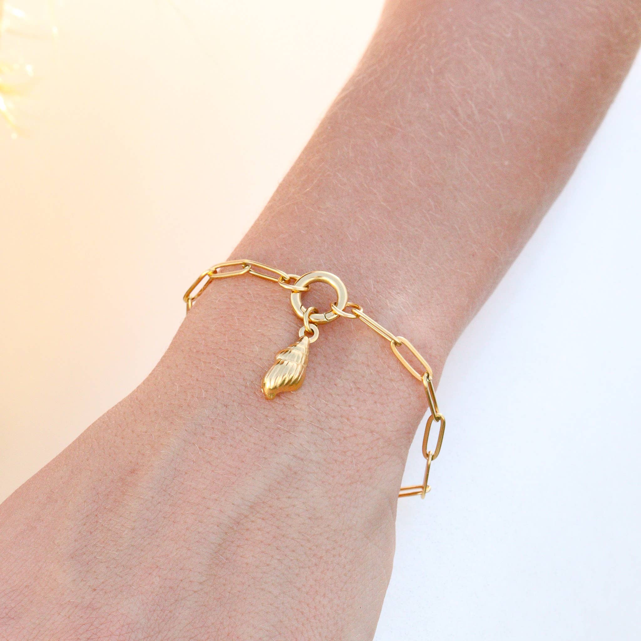 Stainless Steel Paperclip with Charm Keeper Chain Bracelet