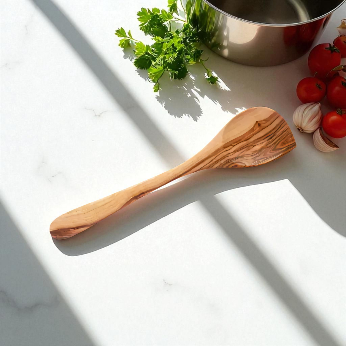 Handcrafted Olive Wood Corner Spoon