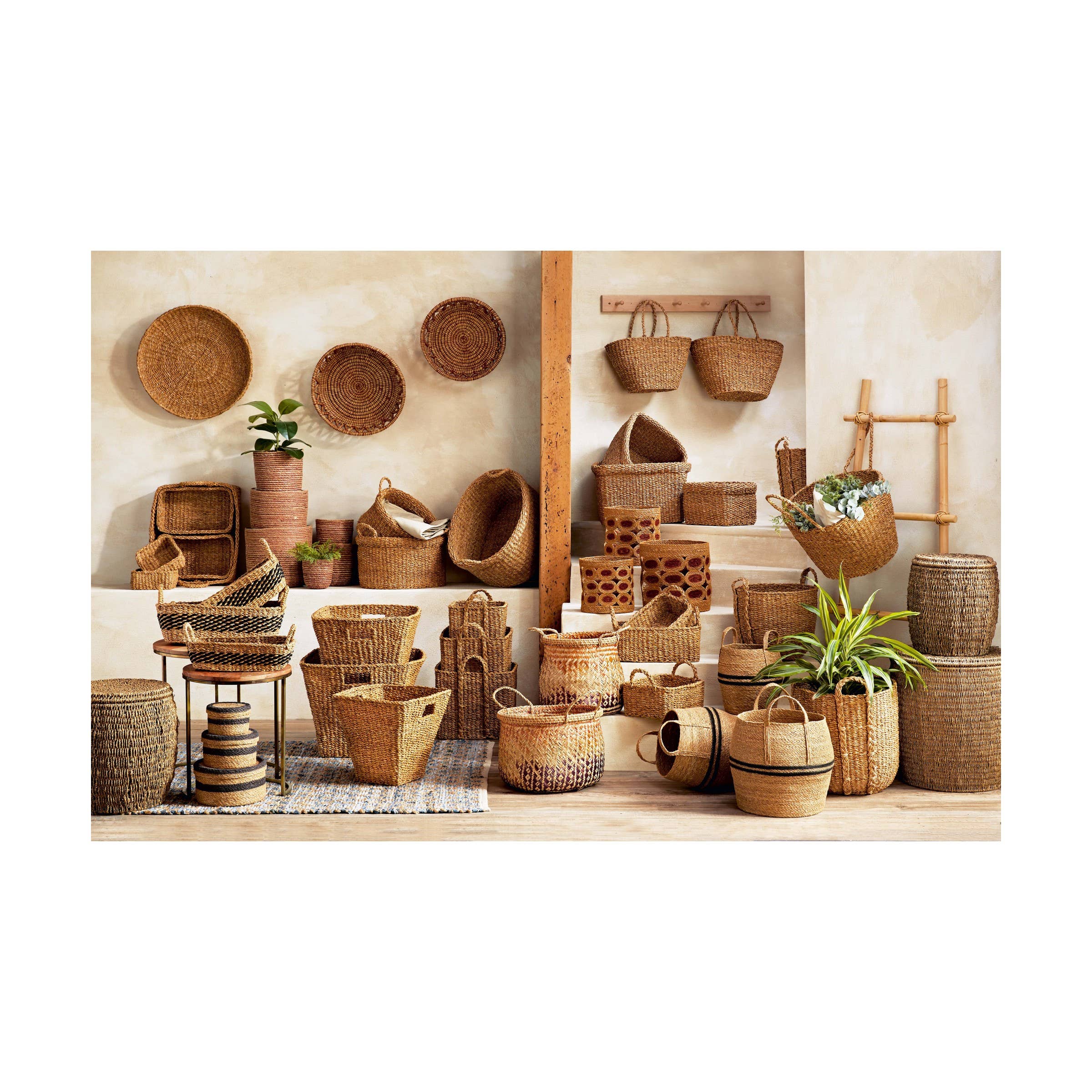 Square Basket Set of 3 Natural Seagrass Everyday