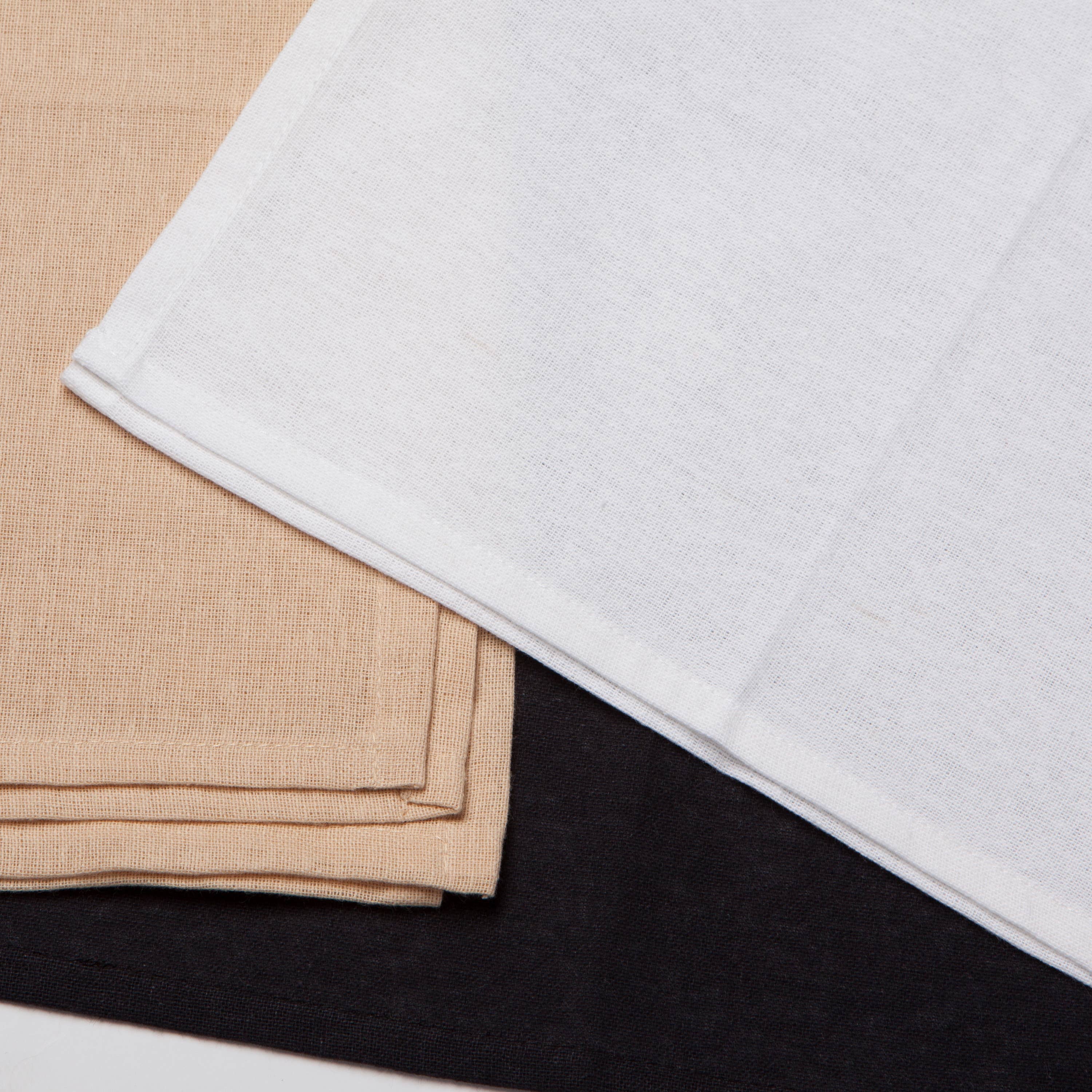 Black Oyster White Floursack Dishtowels Set of 3