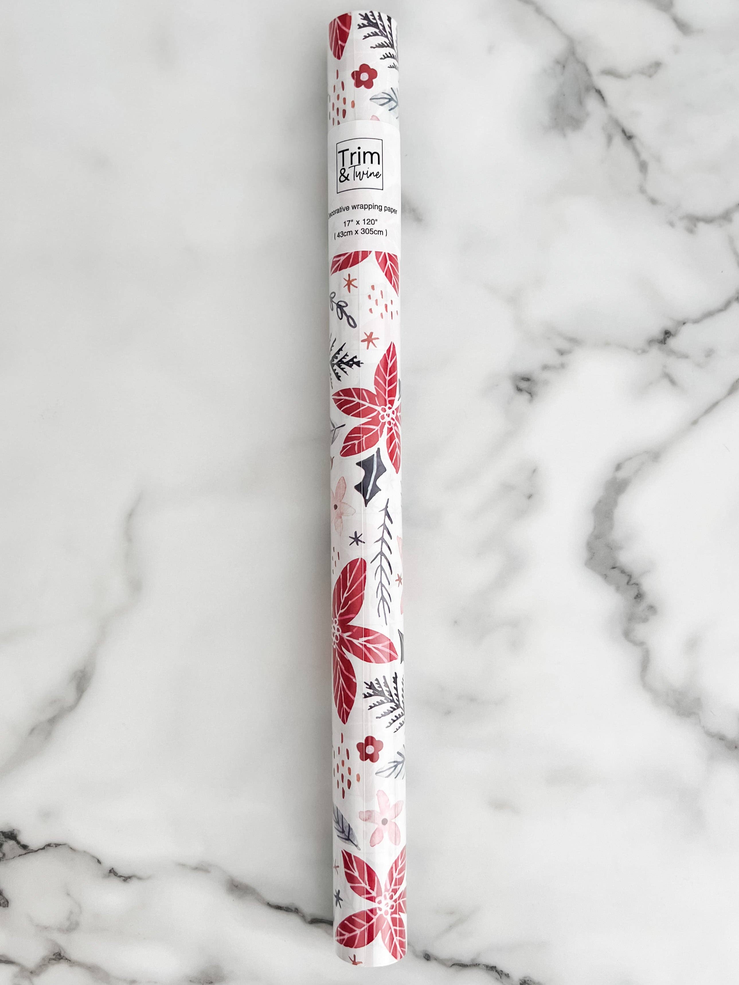 Floral Christmas Wrapping Paper Roll