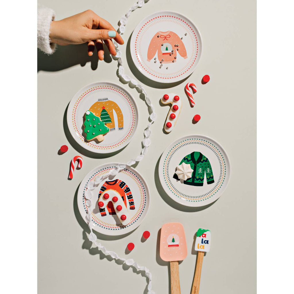 Ugly Christmas Sweater Appetizer Plates Set of 4