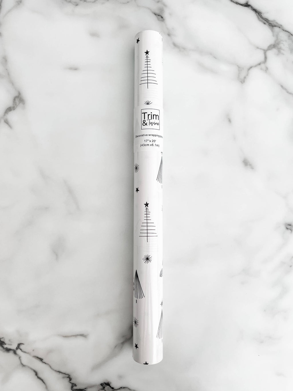 Black & White Tree Christmas Wrapping Paper Roll