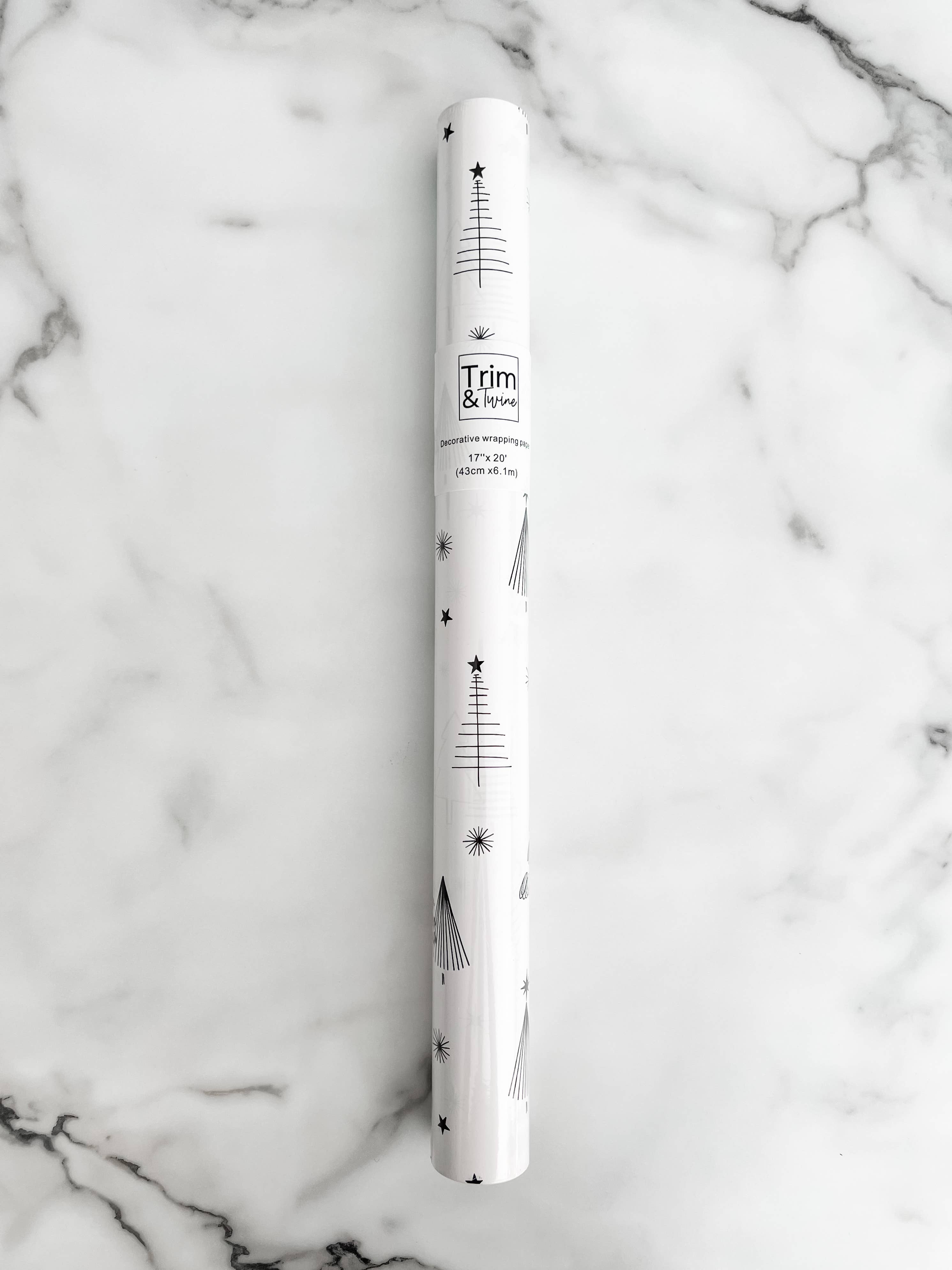 Black & White Tree Christmas Wrapping Paper Roll