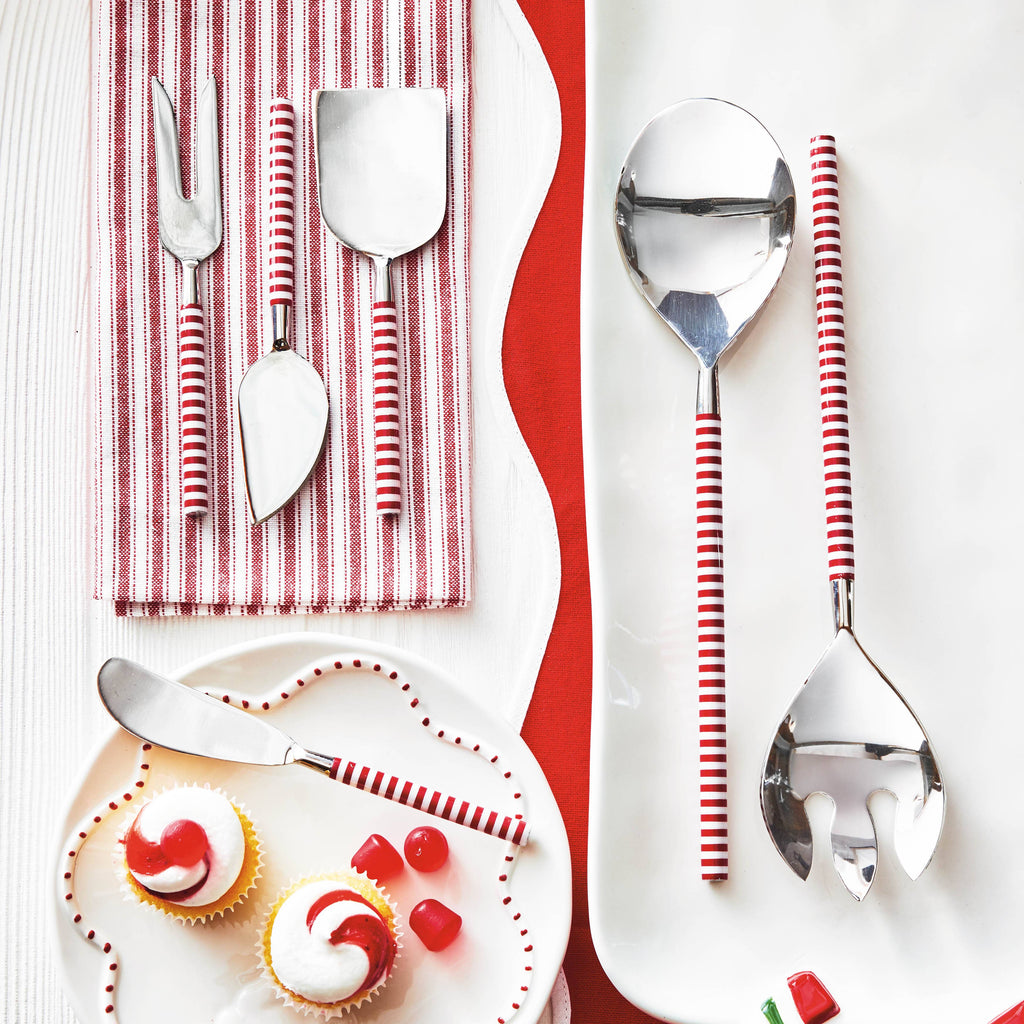 Christmas Candy Stripe Serving Utensil Set Of 2