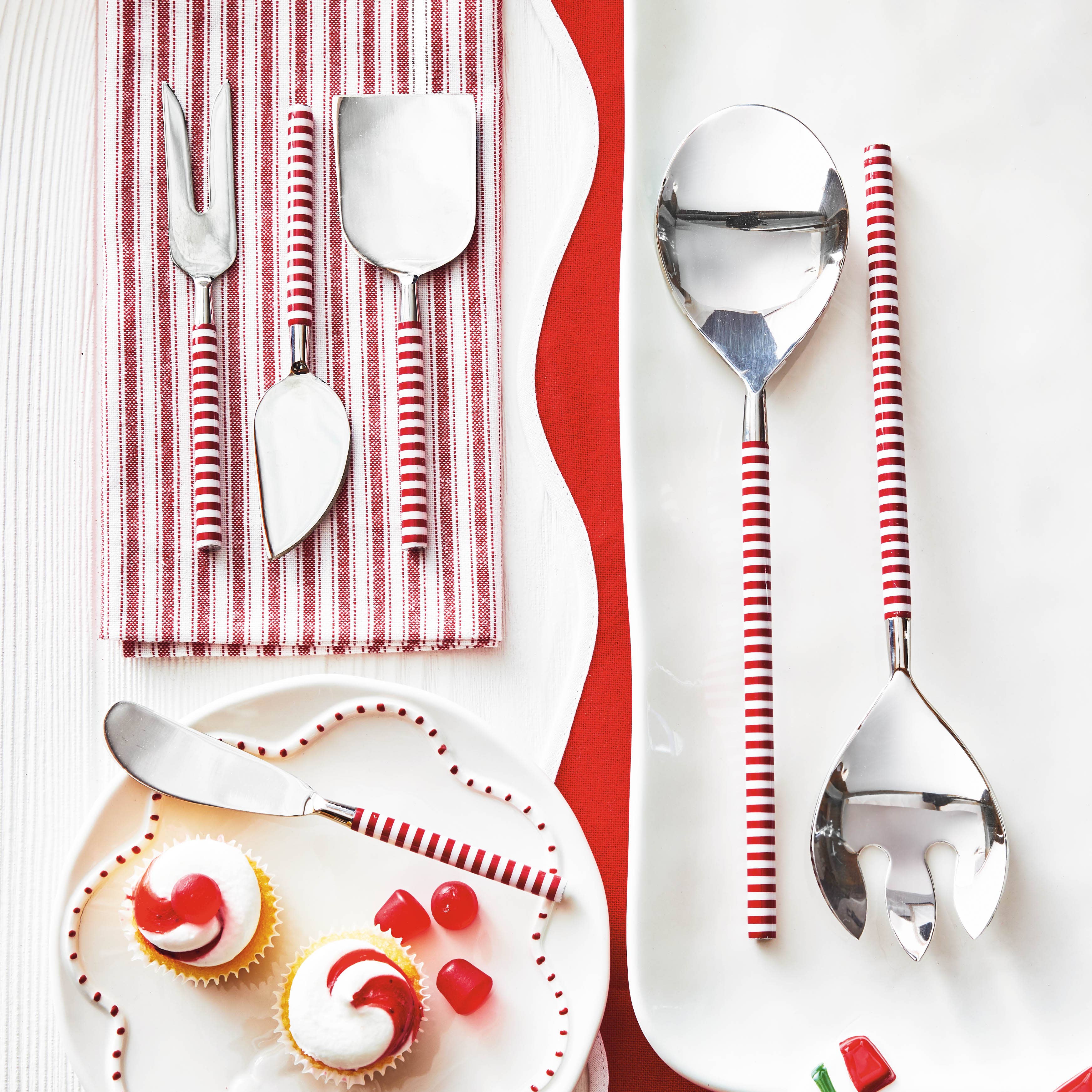 Christmas Candy Stripe Serving Utensil Set Of 2