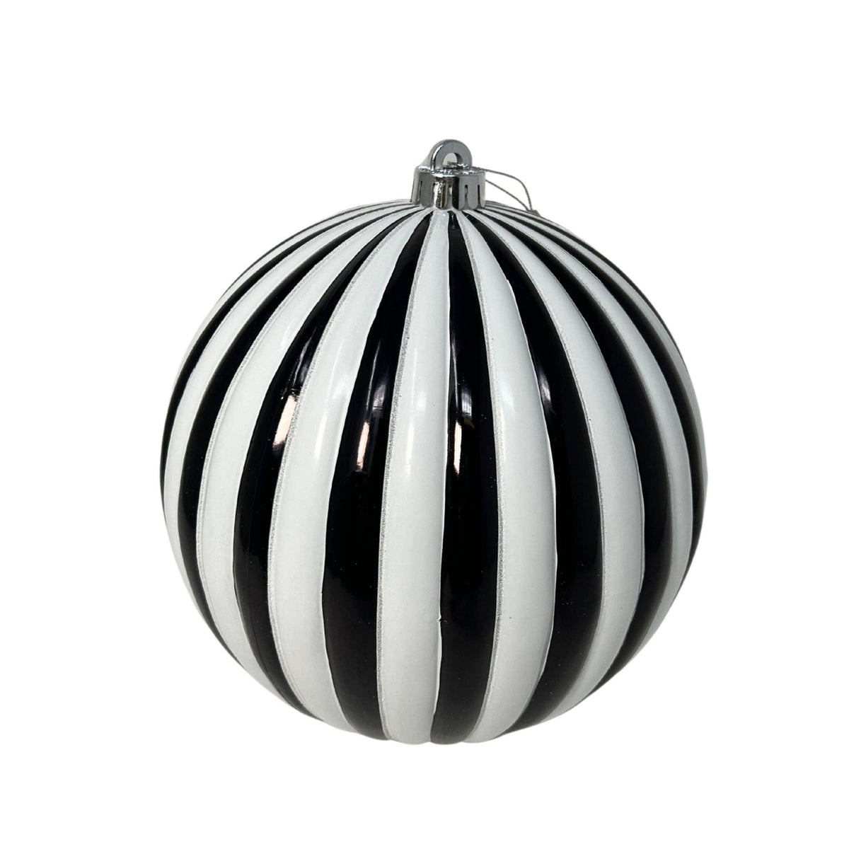 Black/White VP Vertical Striped Ball 8" Ornament