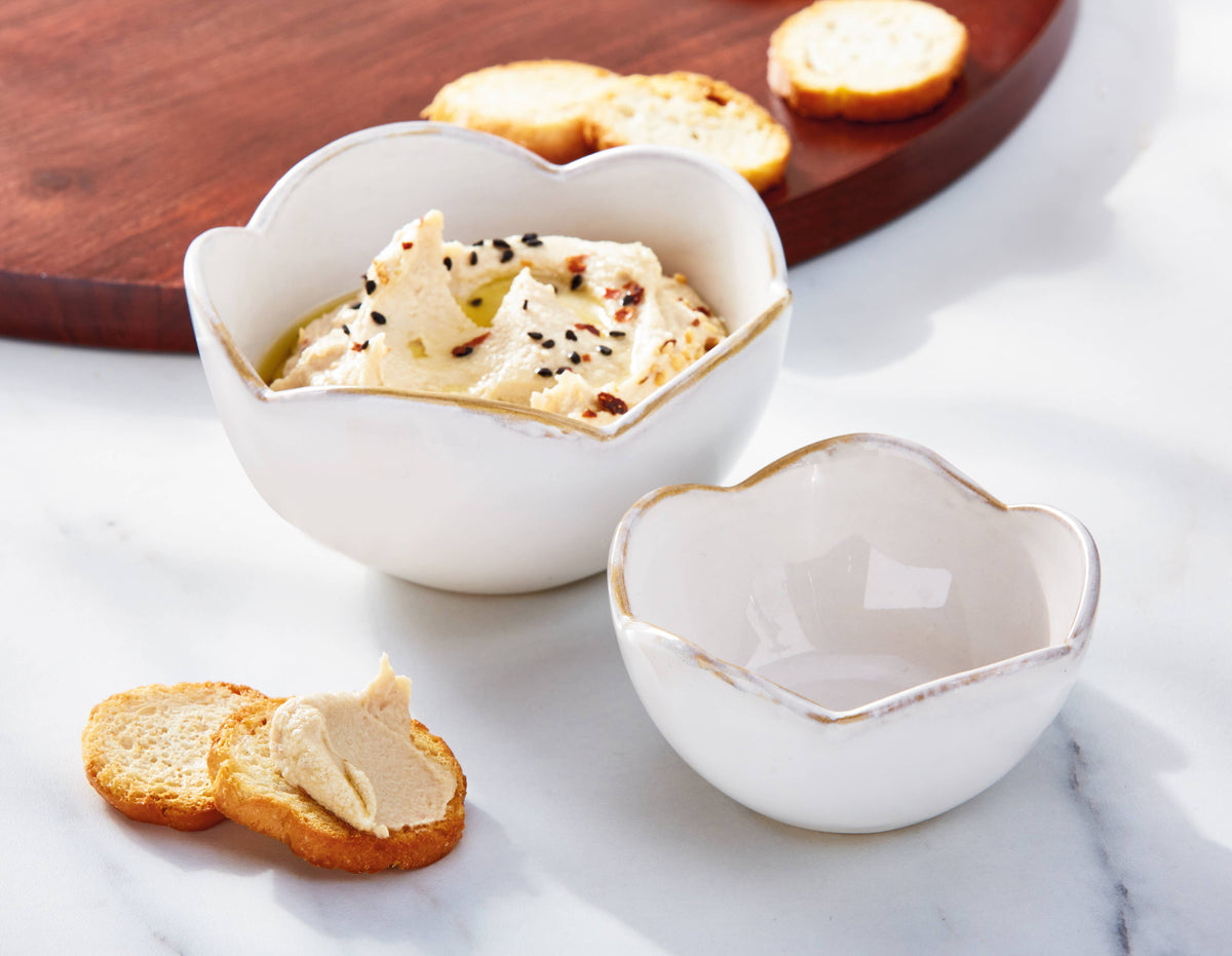Petal Dip Bowl Large White Stoneware