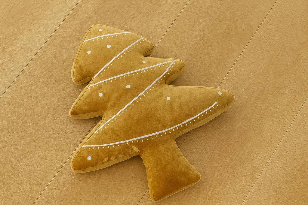 Gold Velvet Christmas Tree Filled Throw Pillow
