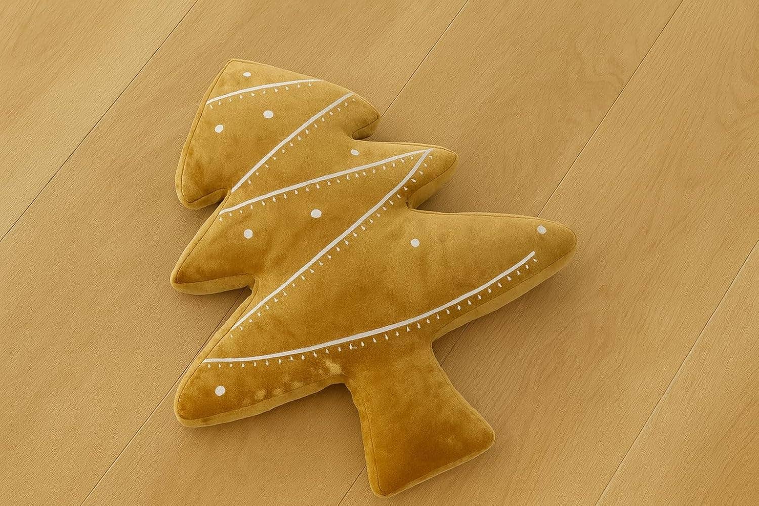 Gold Velvet Christmas Tree Filled Throw Pillow
