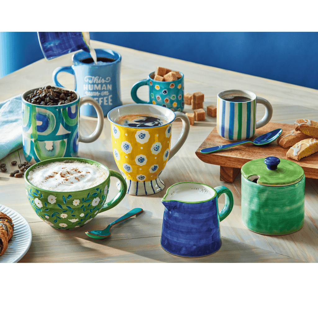 Color Block Cream And Sugar Set of 2 Blue Stoneware Everyday