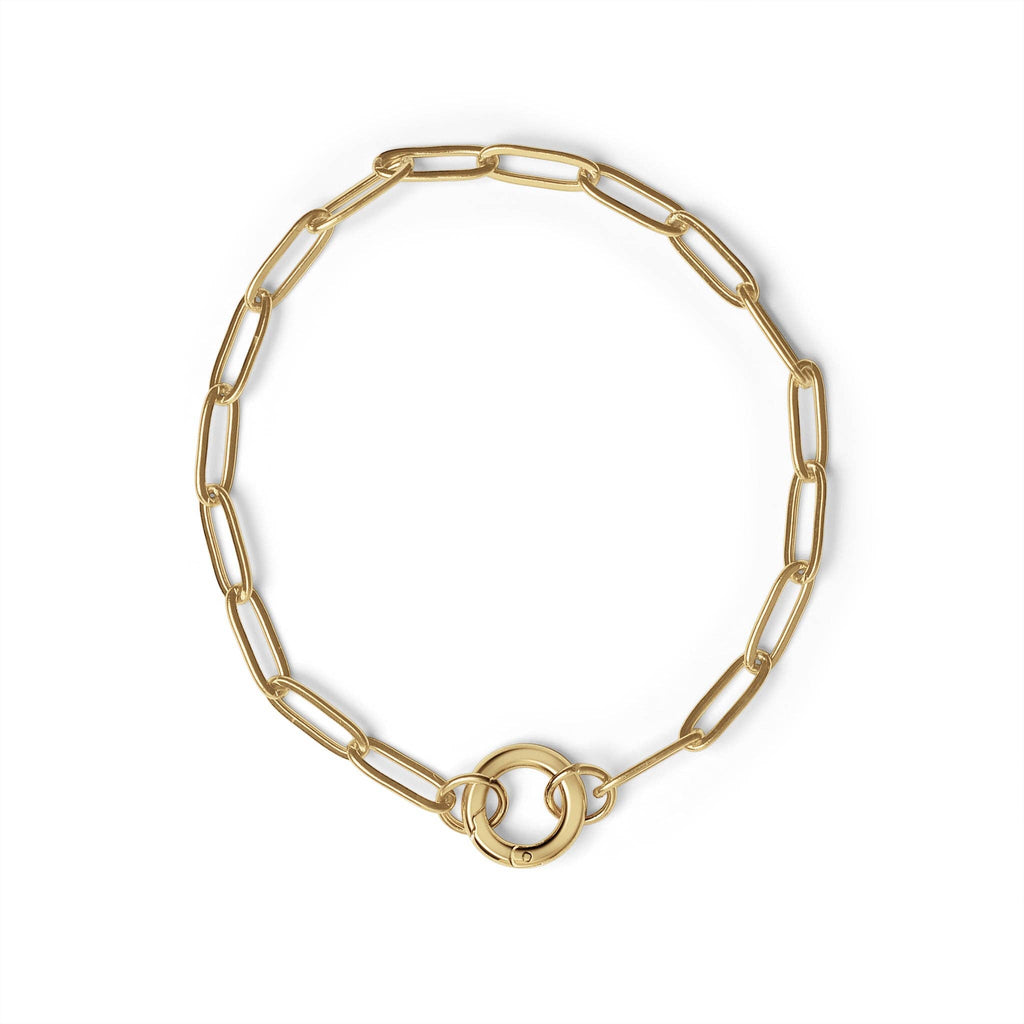 Stainless Steel Paperclip with Charm Keeper Chain Bracelet