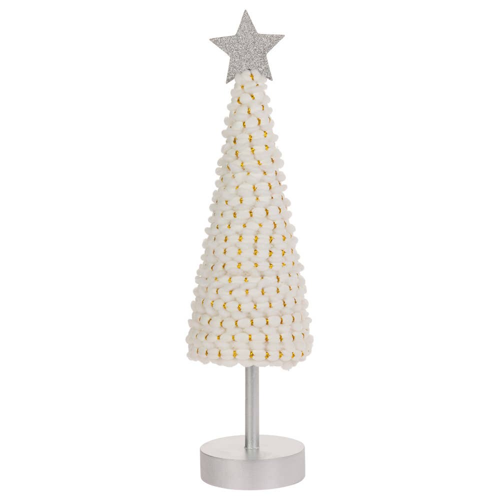 Tall White & Gold Cone Tree With Star