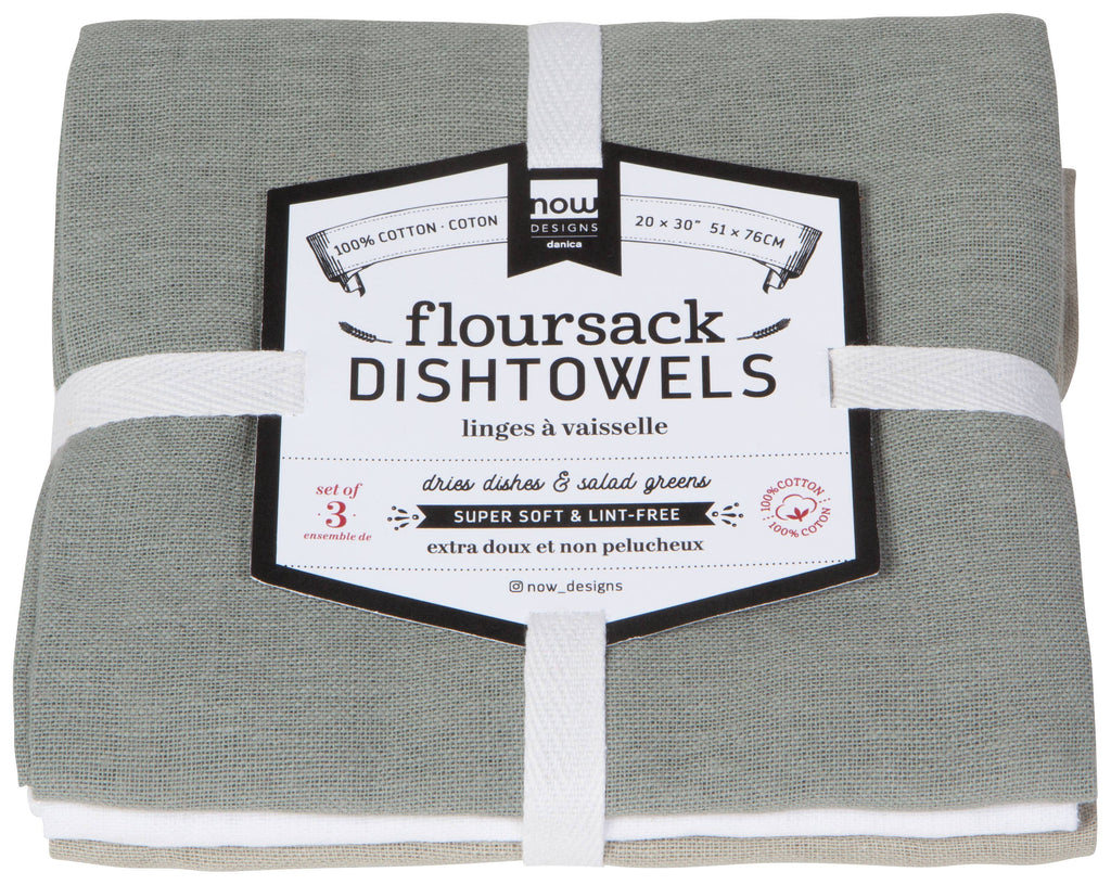 Gray White Moonstruck Floursack Dishtowels Set of 3