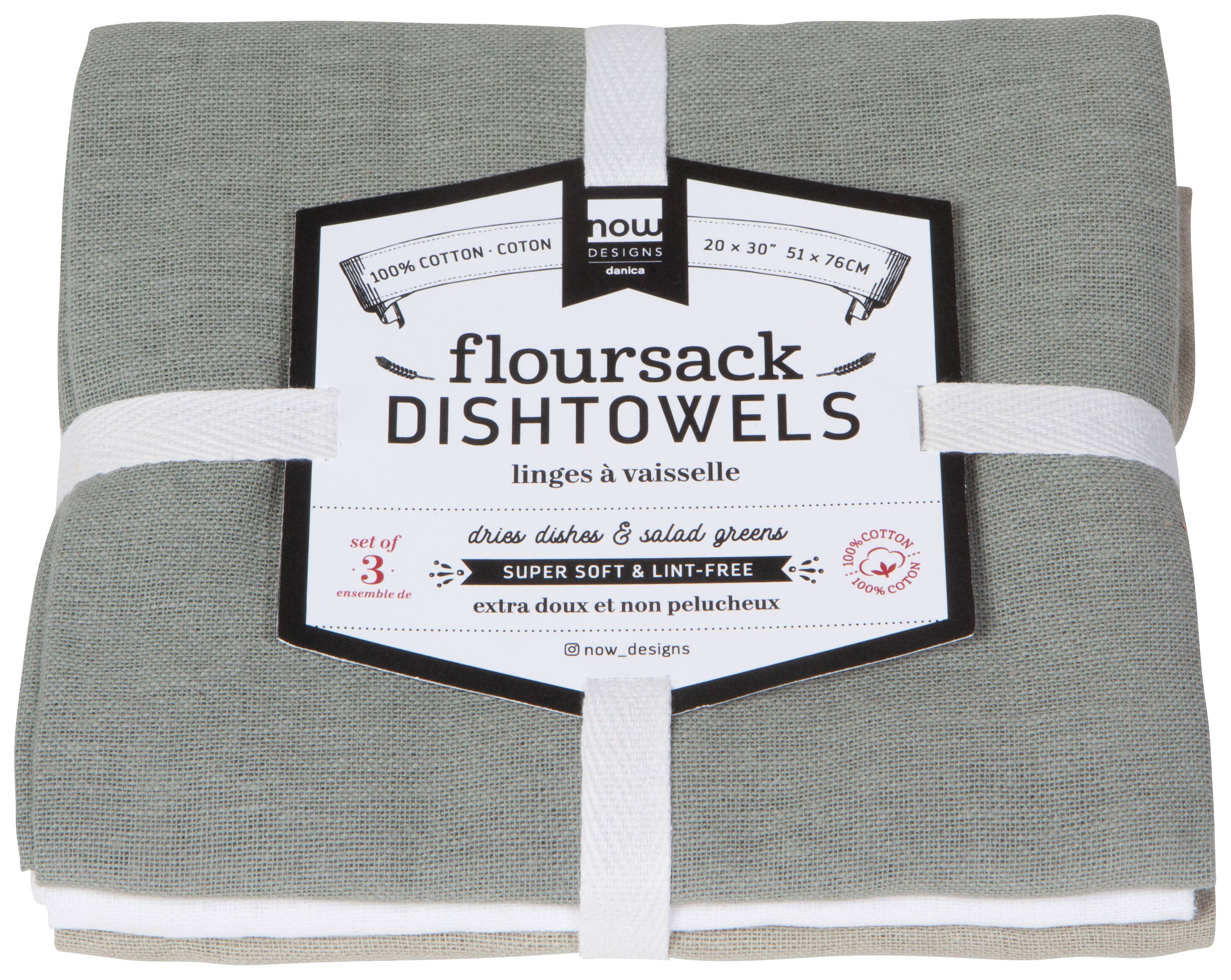 Gray White Moonstruck Floursack Dishtowels Set of 3