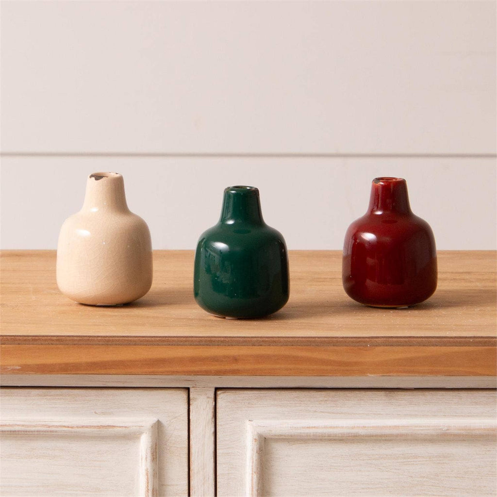 Mini Bud Vases - Red, Green, White