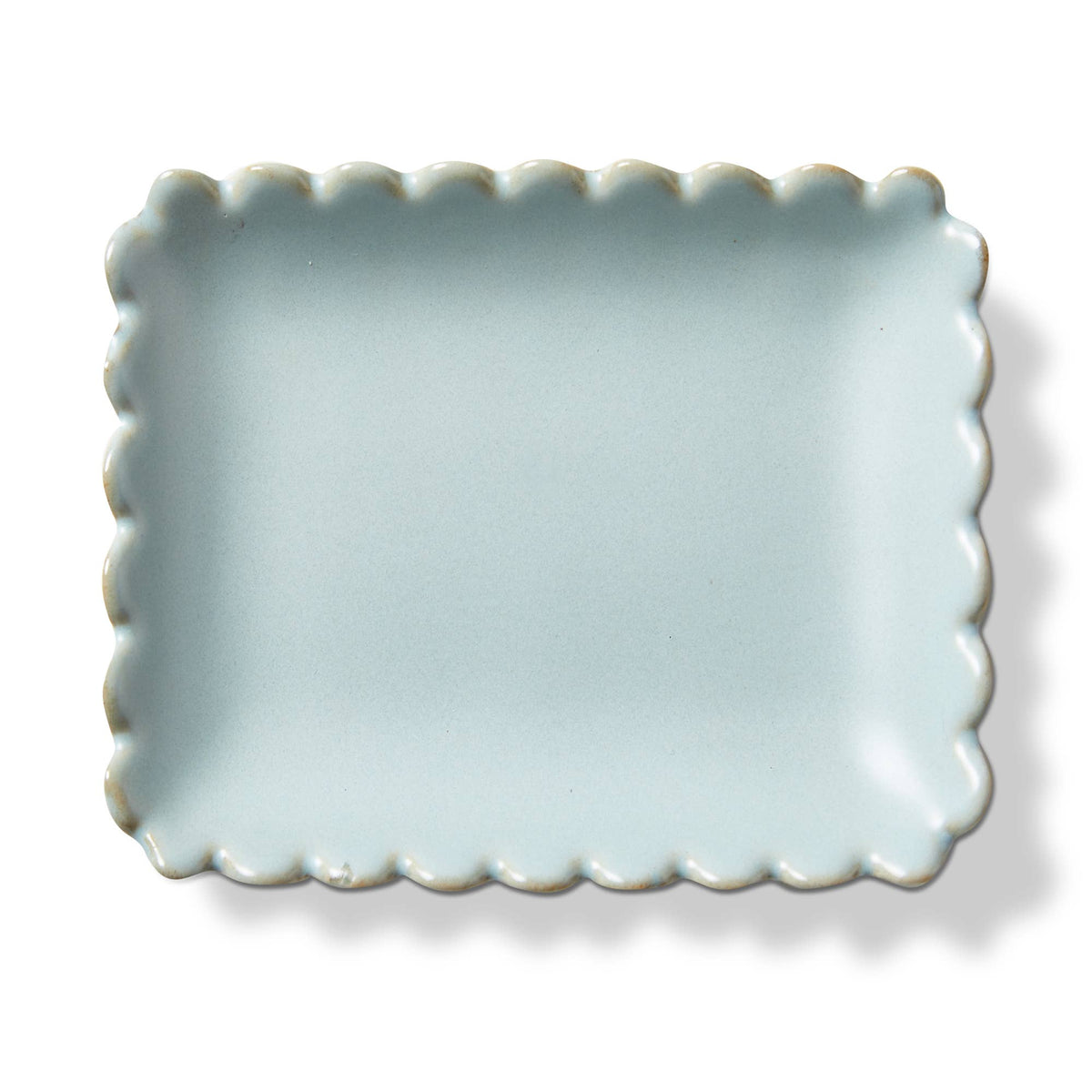 Scallop Rectangle Trinket Dish Light Blue Stoneware