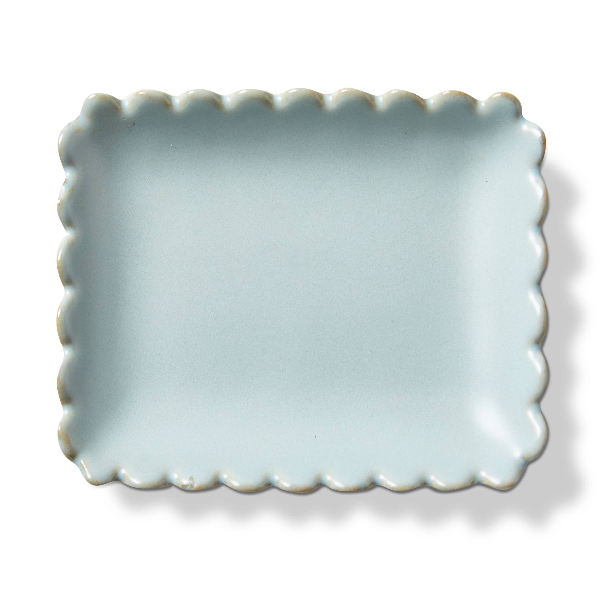 Scallop Rectangle Trinket Dish Light Blue Stoneware