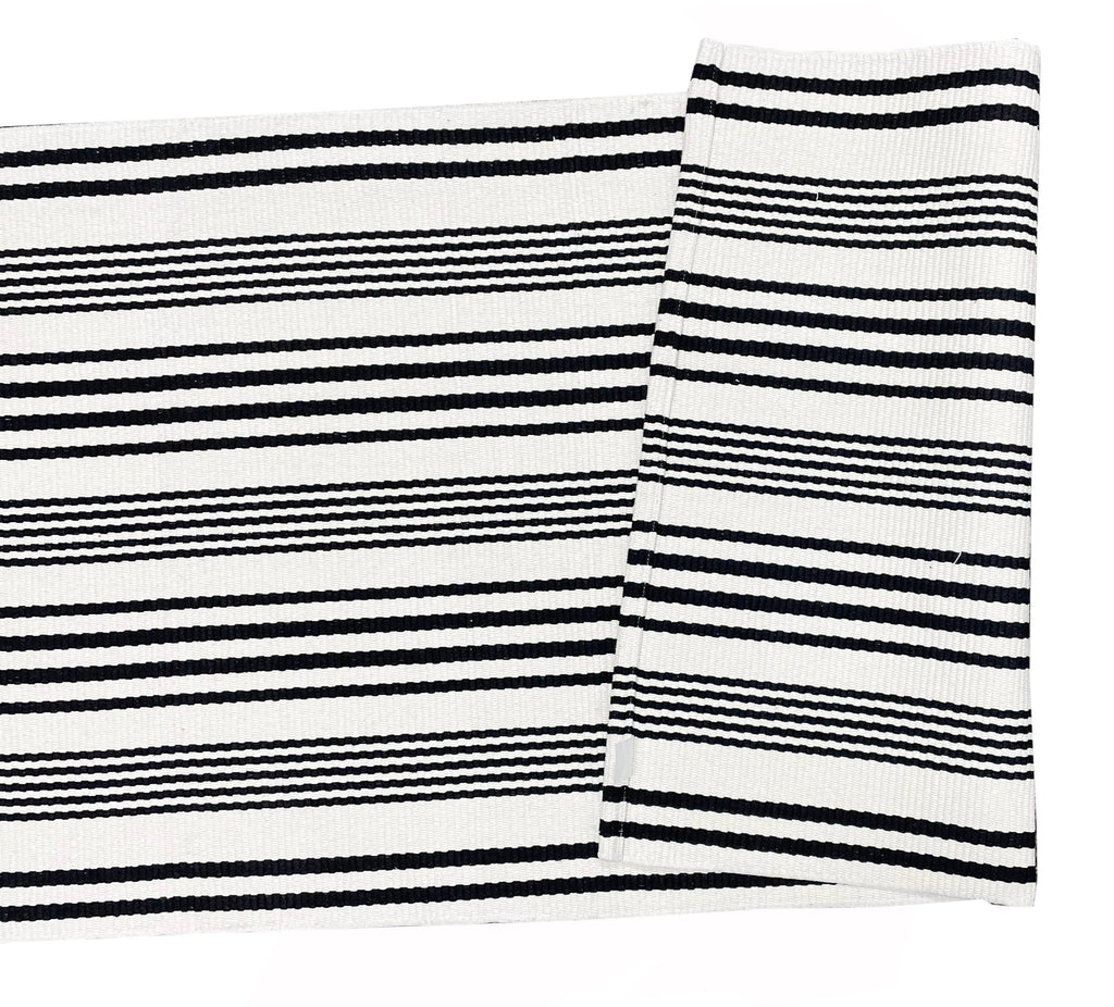 Ticking Striped Woven Cotton Blend Area Rug