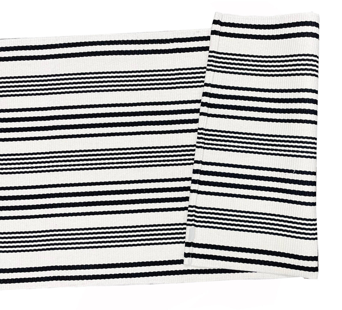 Ticking Striped Woven Cotton Blend Area Rug