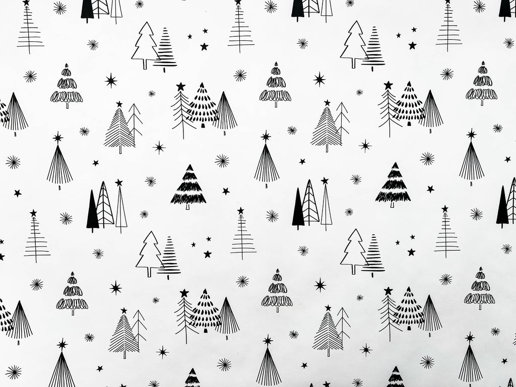 Black & White Tree Christmas Wrapping Paper Roll