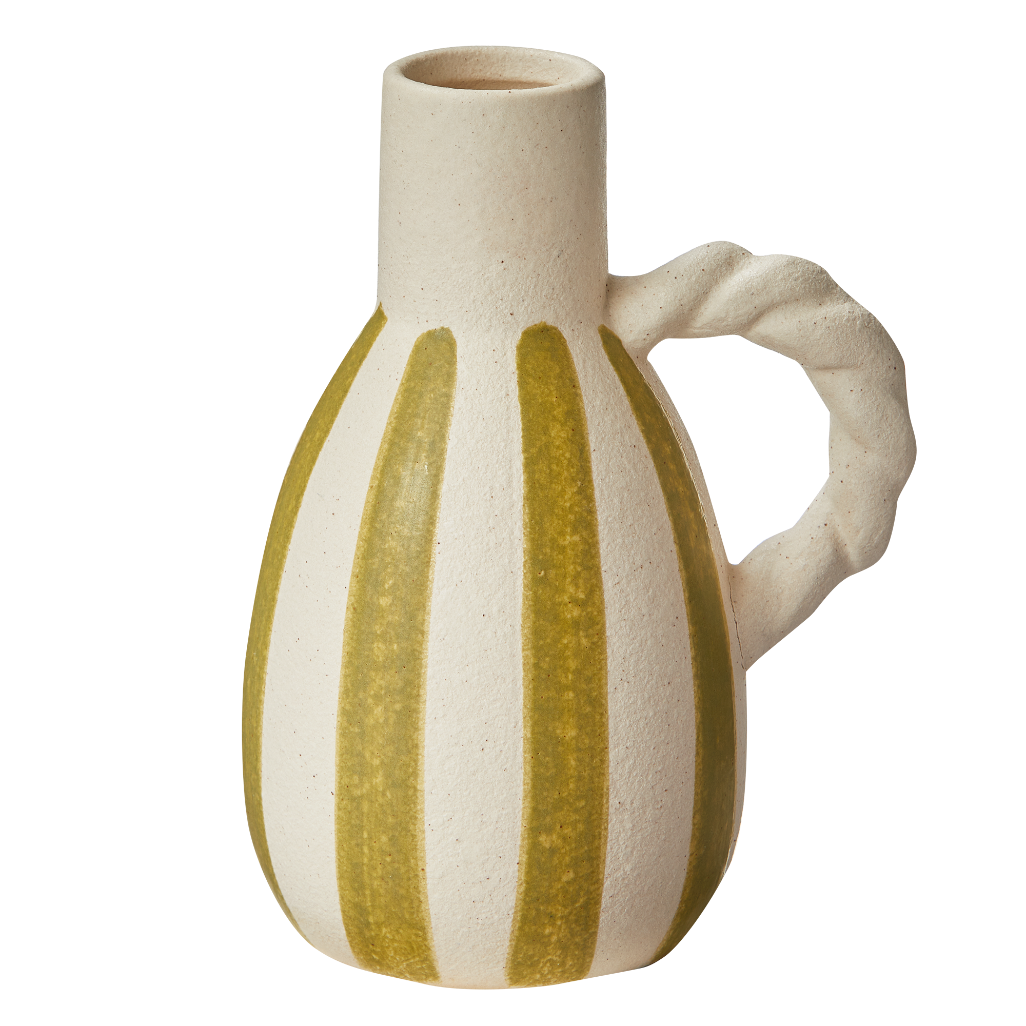 Stripe Vase Small Green Multi Stoneware